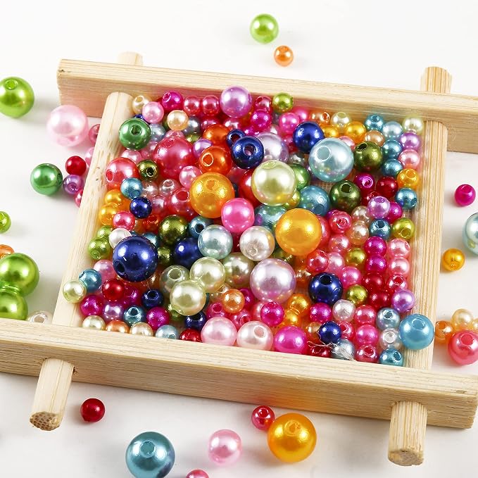 ToBeIT 2270pcs Satin Luste Beads Plastic Pearl Bead Pearls Colored Beads - Image 4