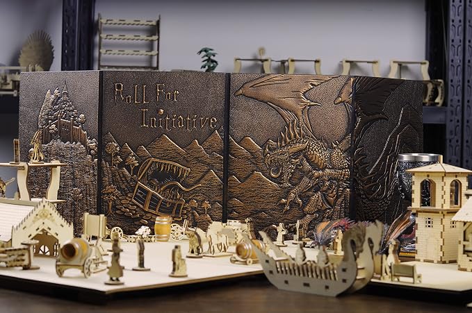 CZYY Faux Leather Dungeon Master Screen, 4-Panel DM Screen - Image 8