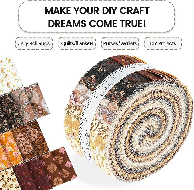 Craftido-20 Options-100% Cotton Jelly Roll Fabric Precut Strips - Image 5
