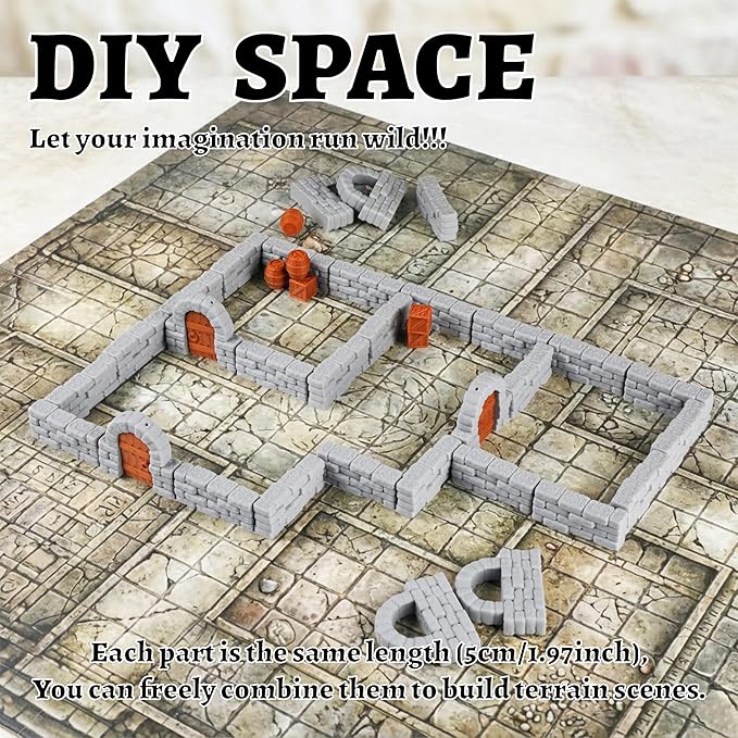 Dungeon Walls 40pcs 28mm Miniature RPG Modular System DND Terrain Building - Image 4
