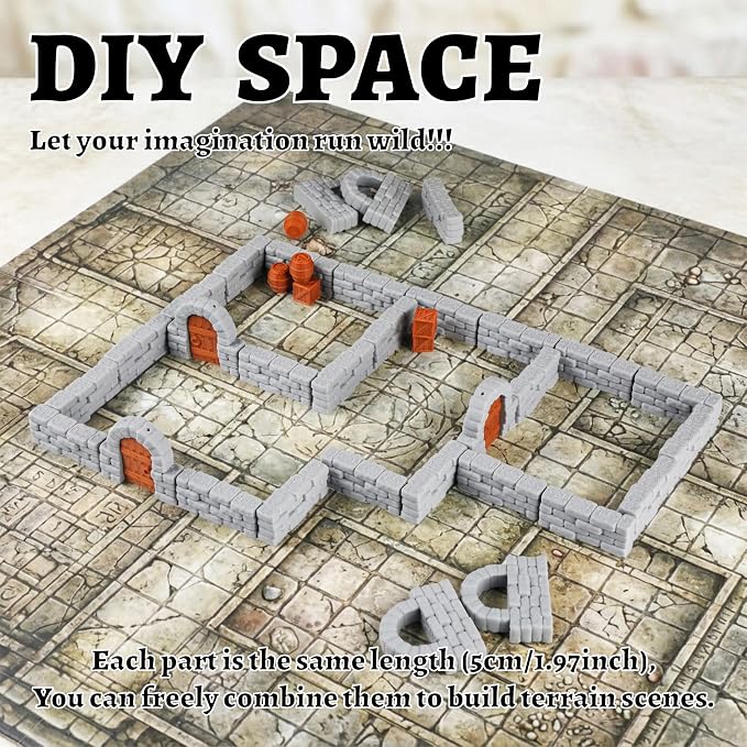 Dungeon Walls 40pcs 28mm Miniature RPG Terrain Modular System DND Terrain - Image 8
