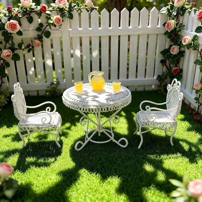 6 PCS Miniature Vintage Bistro Table & Chairs - Image 5