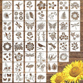 50 PCS Flower Painting Stencils Reusable Flower Stencils by CHHAICHENG