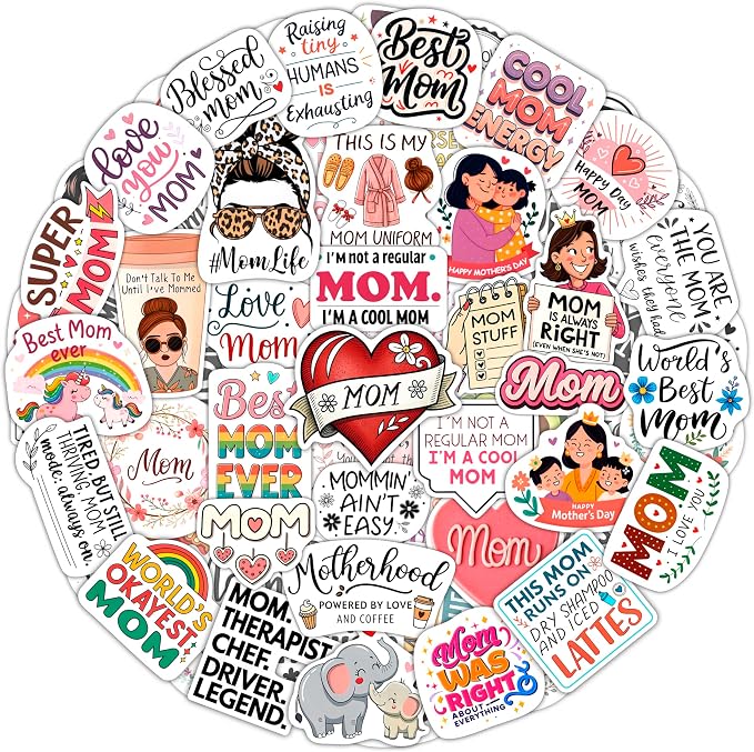 100Pcs Funny Mom Stickers for Water Bottle, Phone by BulbaCraft