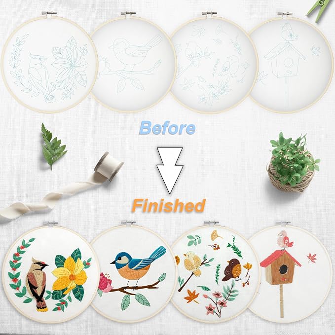 Bonroy 4 Sets Embroidery Set for Beginners, Art Craft, Easy Sewing, Includes - Image 3