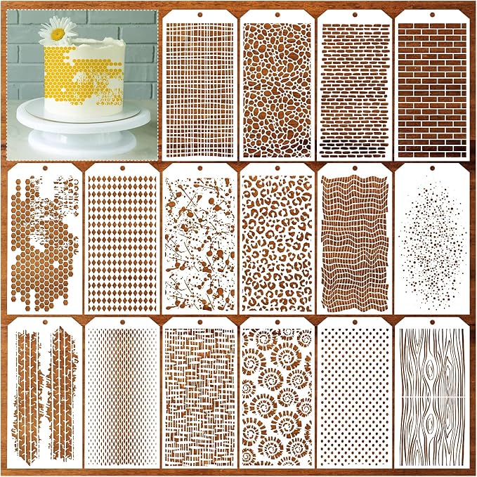 16 Pieces Stencils for Painting, Abstract Texture Stencils Crafts Reusable - Image 8