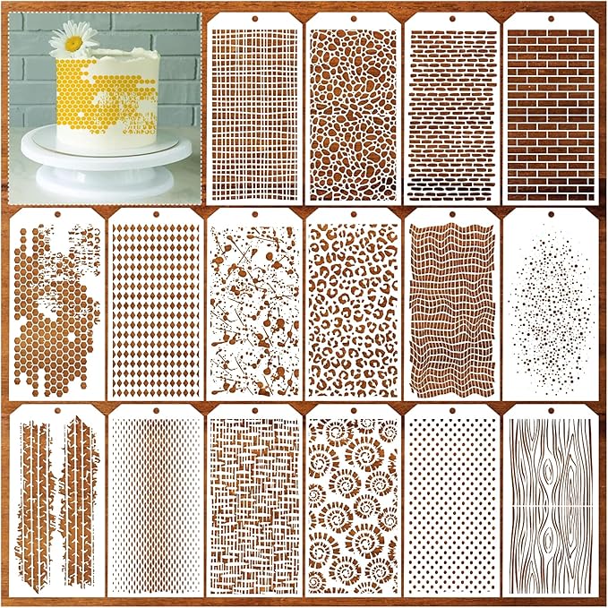 16 Pieces Stencils for Painting, Abstract Texture Stencils Crafts Reusable by Boqon
