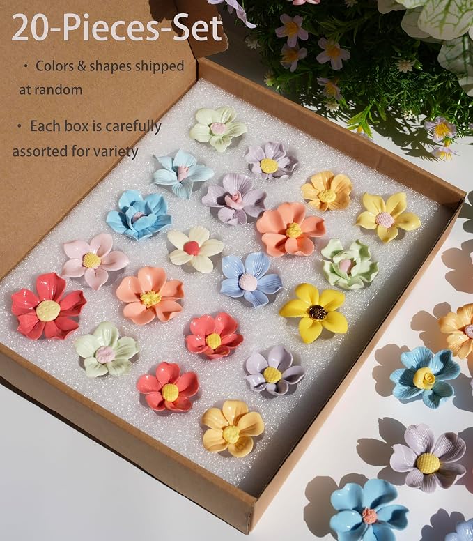Lanyani 10 Pieces Handcrafted Ceramic Flowers - Image 6