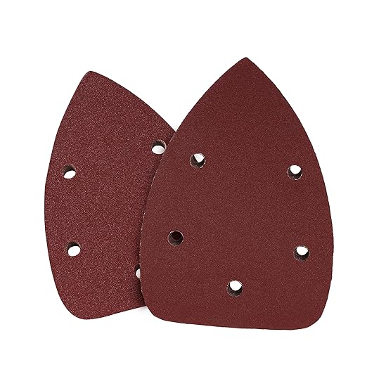 50pcs Mouse Sander Sandpaper Assortment Kit, 5 Hole Detail Sander Sandpaper Palm Sander Paper Mouse Sanding Pads Hook and Loop Sanding Sheets - 120/240 Grit