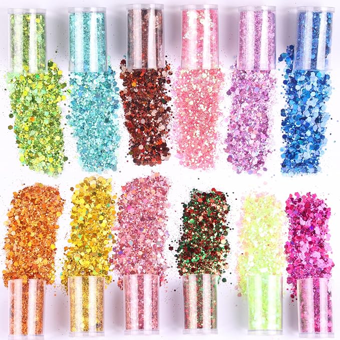 Chunky Fine Mixed Glitter, Holographic Glitter - Image 2
