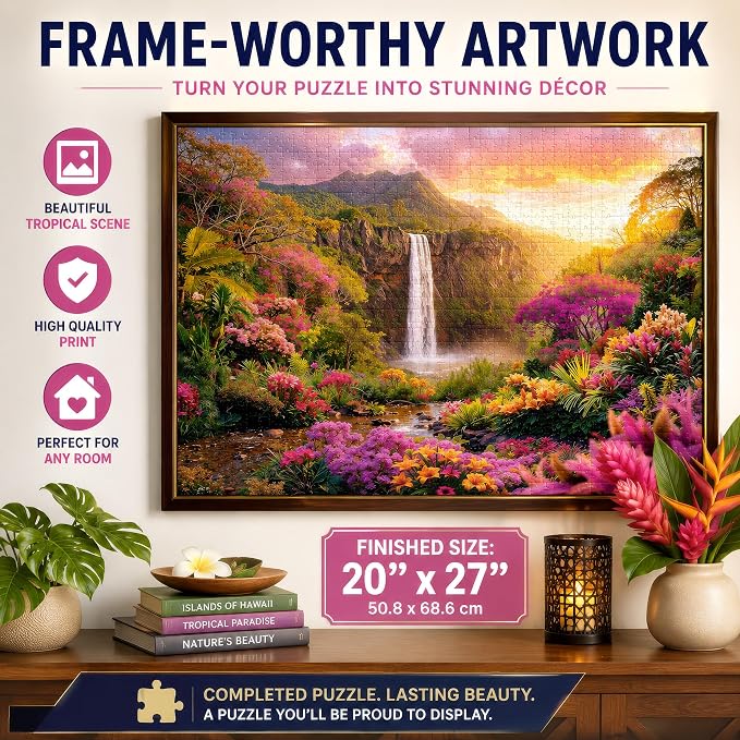 Hawaiian Waterfall Puzzles for Adults 1000 Pieces, Impossible Hard Difficult - Image 6