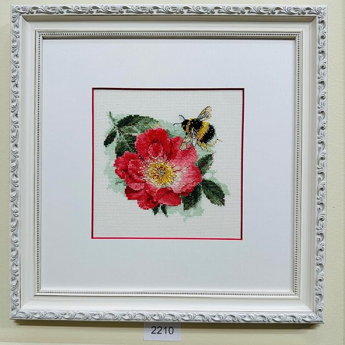 RIOLIS - Furry Bumblebee 2210, Animals Cross Stitch Kits 6"x6", Flowers Cross - Image 4