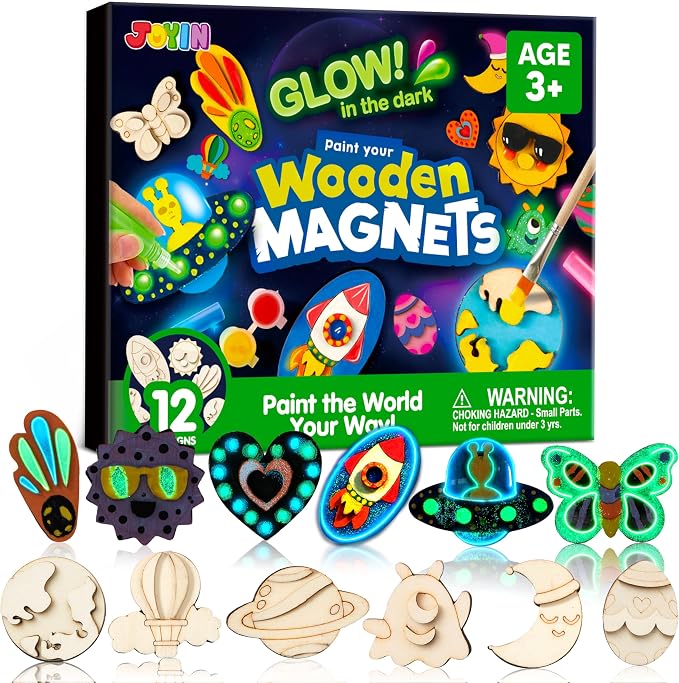 JOYIN 12 Glow in The Dark Wooden Magnets by JOYIN