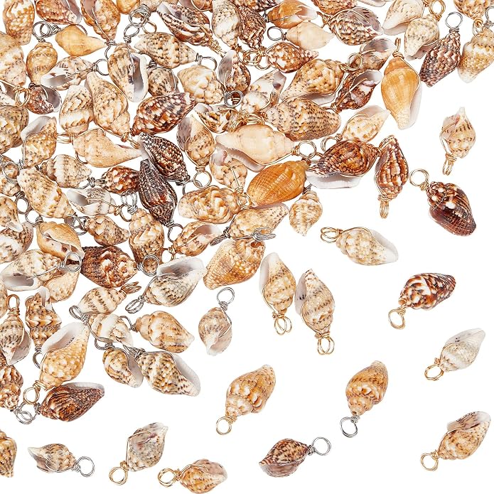 PH PandaHall Shell Pendants Spiral Seashells Craft Charms Cowrie Sea Shells by PHPandaHall