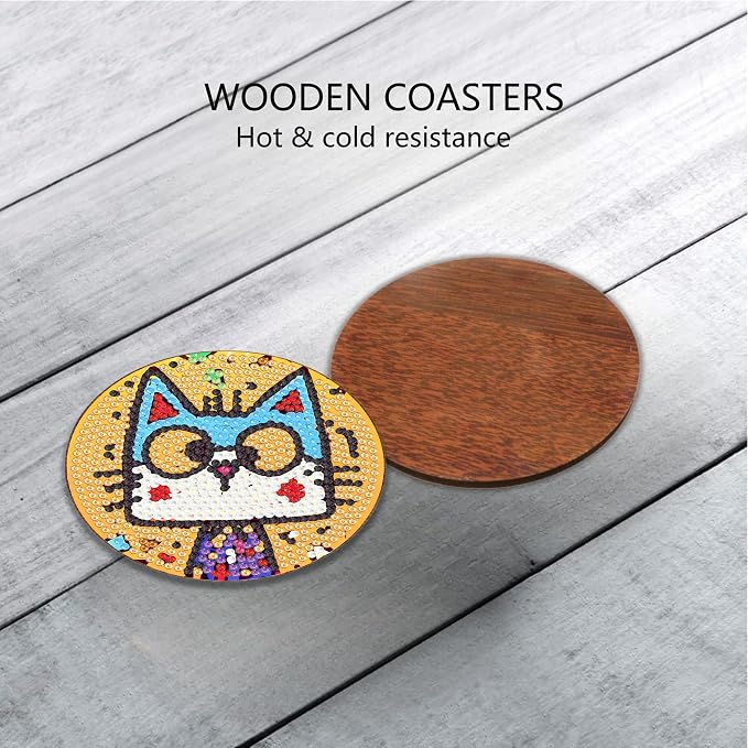 Bulerrylulu 12 Pcs Cat Diamond Painting Coasters Kits - Image 6