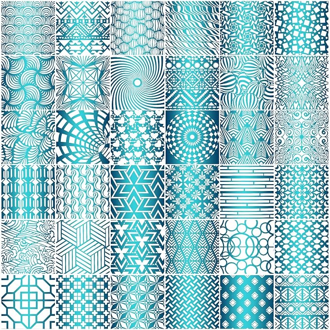 Tinlade 36 Pack Geometric Painting Stencils Set, Reusable Mandala Templates by Tinlade