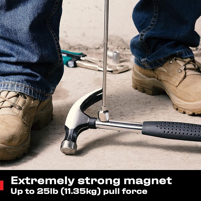 NoCry Telescoping Magnetic Pickup Tool with 25lb Pull Force — Magnet Stick Extendable up to 30in; Non-Slip Extendable Magnet Pickup Tool, Telescopic Magnetic Pick-Up Tool with Extra Strong Magnet