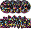 48Pcs Neon Glow in the Dark Paper Dessert Plates and Napkins Neon Party by Qyeahkj