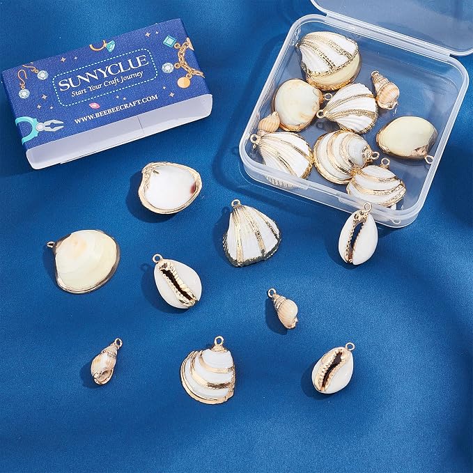SUNNYCLUE 1 Box 20Pcs 5 Styles Freshwater Shell Charms Ocean Beach Cowrie - Image 4