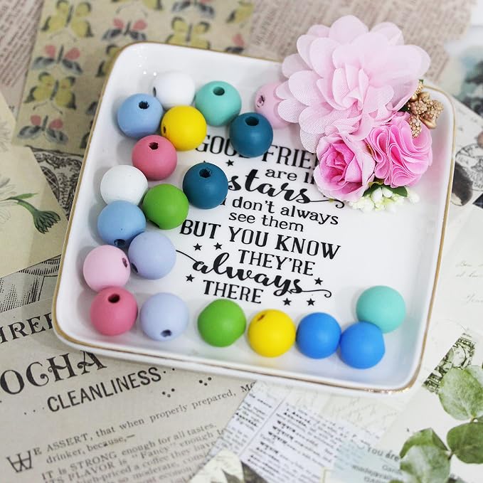 200Pcs Colorful Wood Bead, BetterJonny 16mm Round Wooden Spacer Beads Assorted - Image 4