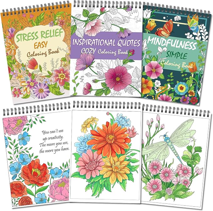 Kalysky Easy and Cozy Adult Coloring Book Set, 3 Pack Stress Relief Coloring by Kalysky