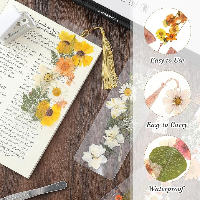 Fuyoooo 376 Pcs Pressed Flowers Bookmark Making Kit, DIY Bookmark Laminating - Image 3