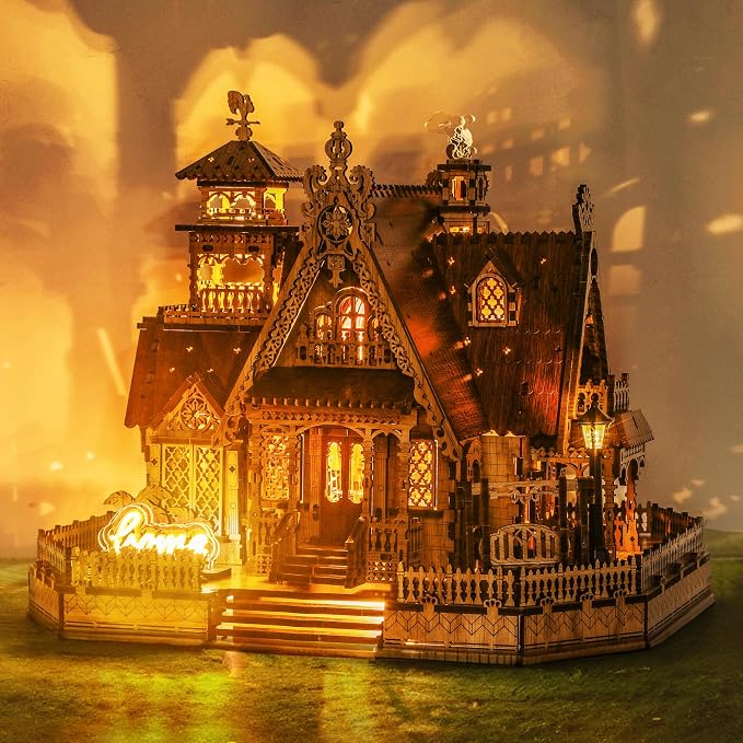 FUNPOLA 3D Wood Puzzle Countryside Cottage Model by FUNPOLAHomeDecor3DPuzzles