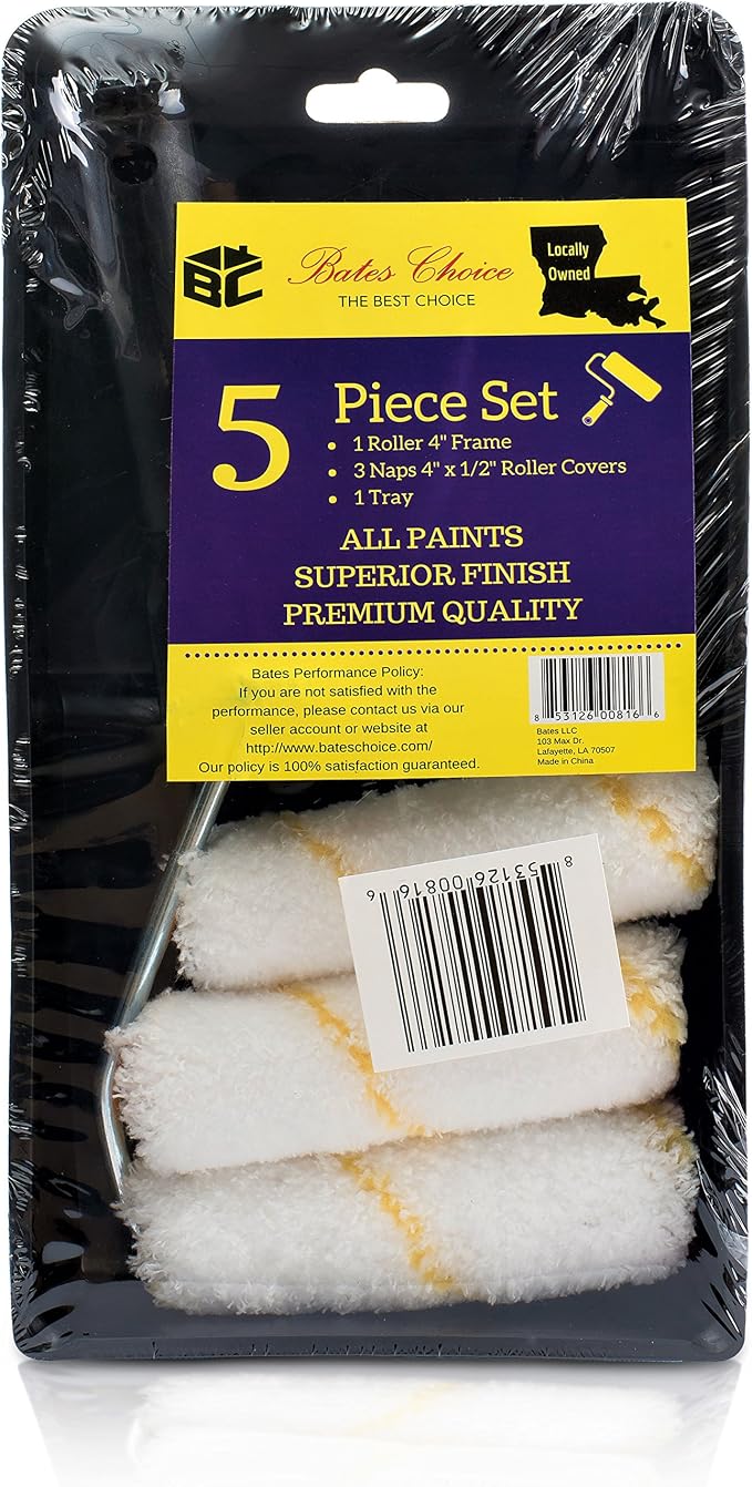 Bates- Paint Tray Set, Paint Roller Kit, 4 inch, Foam Roller, Roller Brush - Image 9