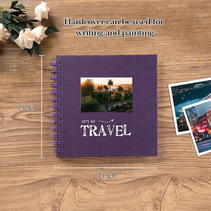 potricher 7 x 7 Inch DIY Scrapbook Album 40 Pages Hardcover Kraft Paper Scrap - Image 2