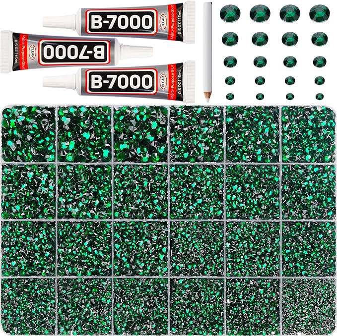 32000Pcs Emerald Green Rhinestones by Worthofbest