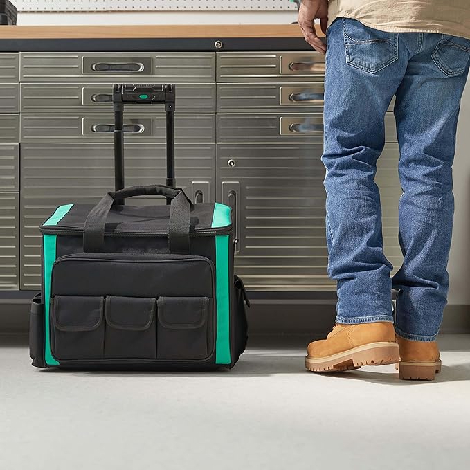 Amazon Basics Tool Rolling Bag, Black, 20 Pockets (Previously Denali Brand)