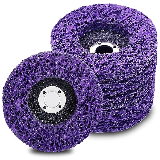 6 Pack 4” Strip Discs Rust Remover Wheel for Angle Grinders Clean and Remove Paint, Coating, Rust and Oxidation for Wood Metal Fiberglass Work Purple