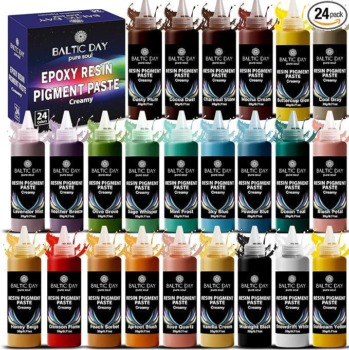24 Colors Epoxy Resin Pigment Paste Set – High Concentration Creamy Opaque by BALTICDAYpuresoul
