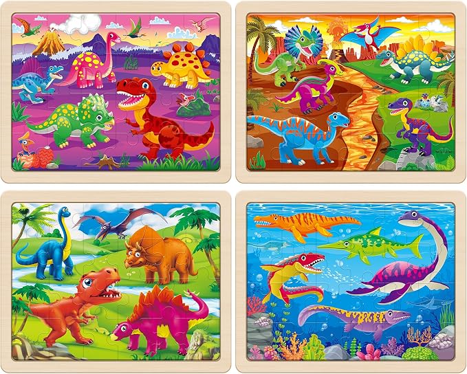 SYNARRY Large Wooden Dinosaur Puzzles - Image 2