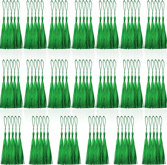 100 Pcs Green Mini Tassels 13cm/5 Inch by CREATRILL