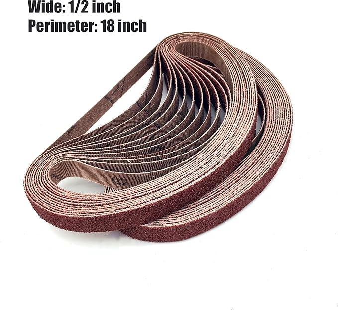 1/2 X 18 Inch Sanding Belt Sandpaper, 80 Grit Aluminum Oxide Air File Sanding Belts 80 Grit, 24 Pack(1/2x18in,80 Grit)