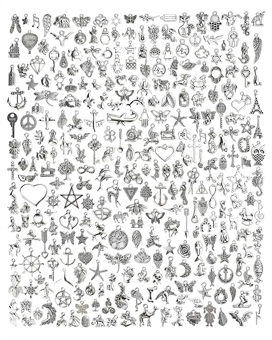 JIALEEY 300 PCS Wholesale Bulk Lots Jewelry Making Charms Mixed Smooth Tibetan by JIALEEY