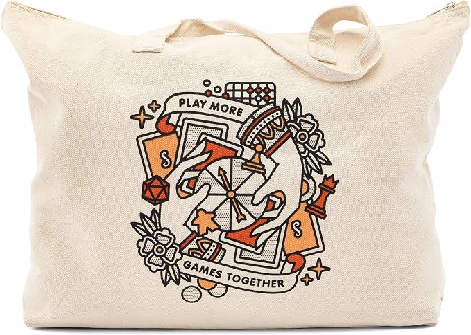 Stellar Factory Board Game Tote Bag, Cotton Canvas, flat bottom keeps boxes by StellarFactory