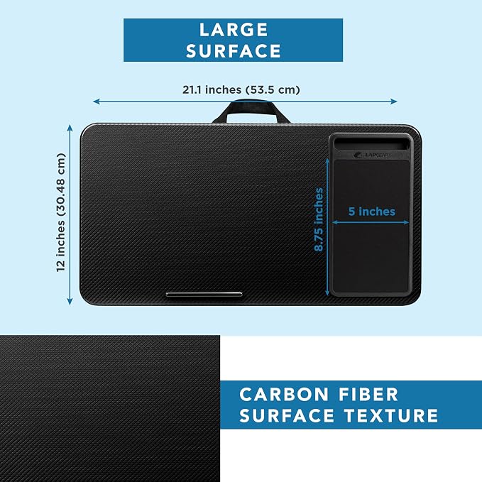 LAPGEAR Home Office Lap Desk – Black Carbon, Fits 15.6” Laptops - Image 5