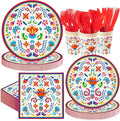 168Pcs Mexican Fiesta Party Decorations, Serves 24 | Mexican Floral Plates and by Greencian