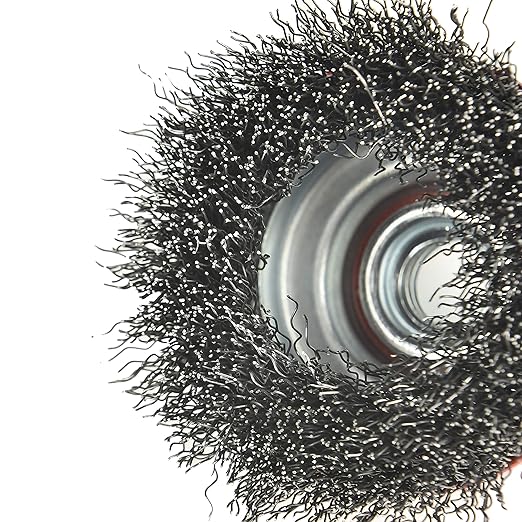 8PCS 3 Inch Carbon Steel Crimped Wire Wheel Cup Brush Set for Grinders, Coarse Crimped with 5/8-Inch-11 Threaded Arbor, Max RPM 12,500, Light-Duty Conditioning for Metal, Rust Removal, Abrasives