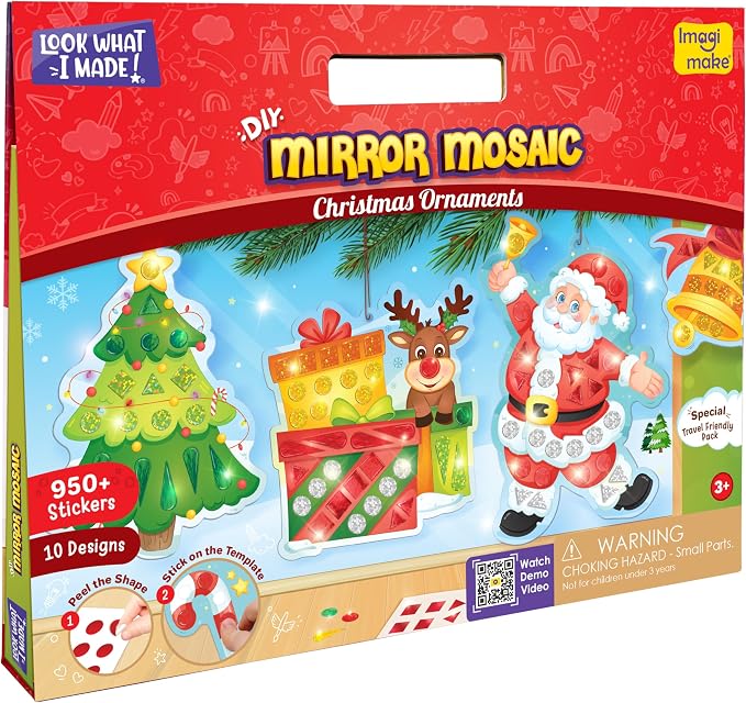Imagimake Mirror Mosaic Christmas Kids Art Set | DIY Craft Kit | Foil Stickers - Image 7