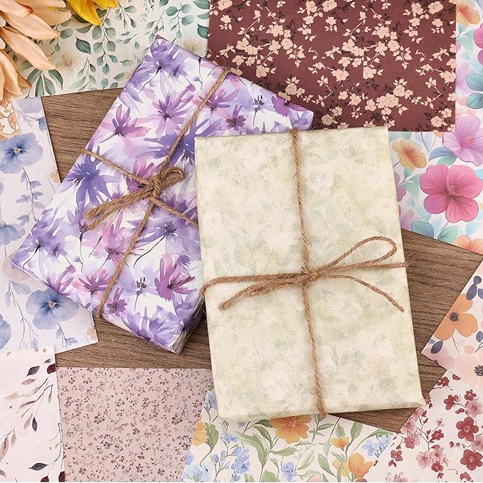 180 Sheets Vintage Floral Scrapbook Paper - Image 4