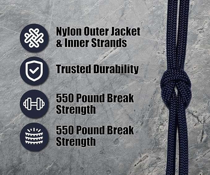 BORED? PARACORD! 550 lb Paracord - Ideal for Crafting, Camping, DIY Projects, Active & Military Outdoors - Strong Survival Rope - Tactical Parachute Cord Type III - Acid Midnight Blue 250 Feet