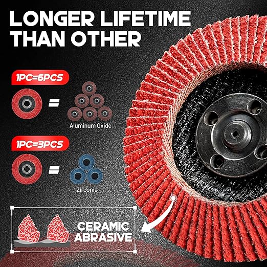 EZARC Ceramic Flap Discs 120 Grit, 4 1/2 x 7/8-Inch Flap Sanding Disc, Type 29 Ceramic Grinding Wheel for Stainless Steel, Non-Ferrous Metal, Cast Iron, Sheet Metal, 10 Pack