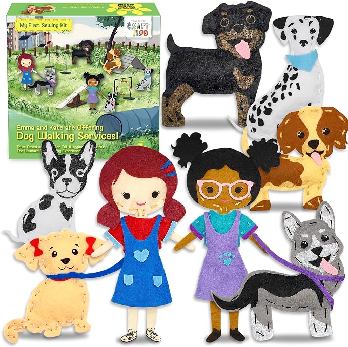 CRAFTILOO 8 Pre-Cut Dogs Stuffed Animal Fun Kids Sewing Kit by Craftiloo