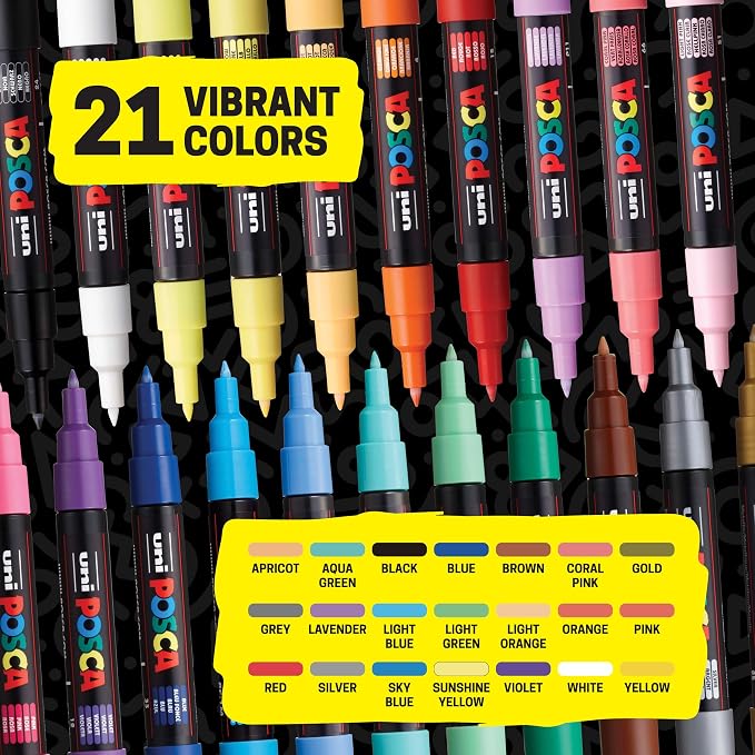 posca Acrylic Paint Markers, 1M Extra Fine Thin Tips, Artist Recommended Pens - Image 2