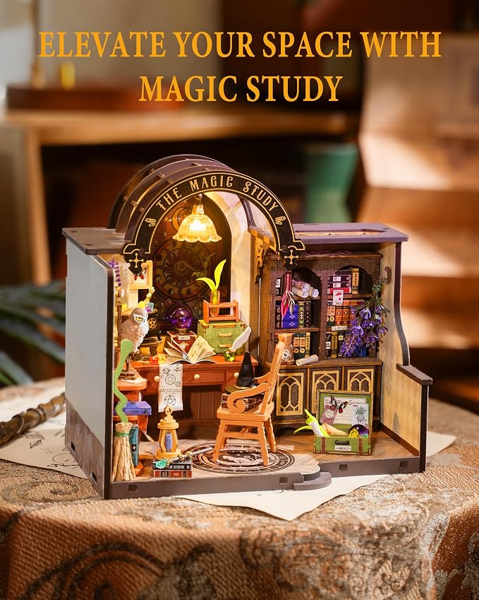 Rowood Magic Study Miniature House Kit, DIY Miniature Dollhouse Kits - Image 4