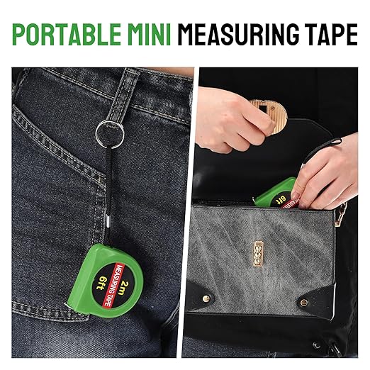 50 Pcs 6 FT Mini Tape Measure Retractable Bulk Small Measuring Tape Pocket Size Measurement Tool for Operation Christmas Items Party Favor Gifts Stuffers for Men(Green)