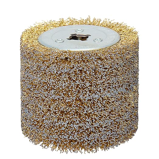 120x100mm Copper Plated Steel Wire Brush Wheel Surface Conditioning Tool 4.7" x 4" with 3/4" Quad Keyway for Surface Finishing of Stainless Steel, Aluminum, Metal and Wood (0.5 Wire)